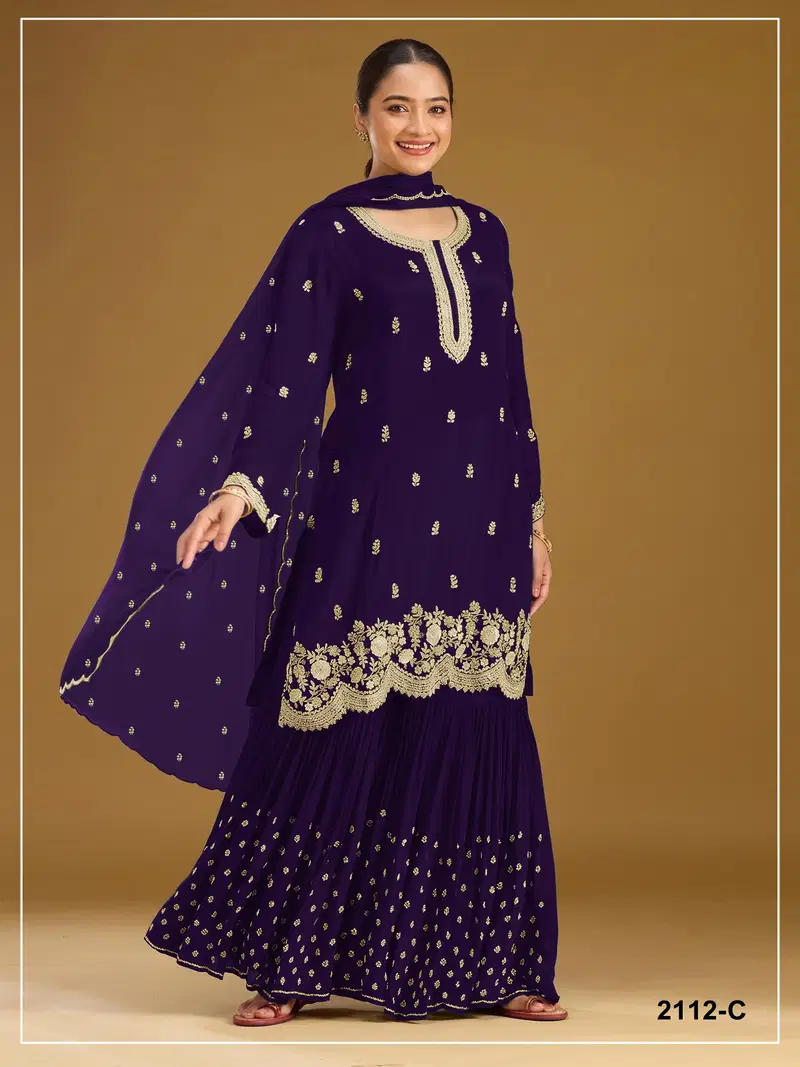 2112 Master Colors A To D Faux Georgette Embroidered Salwar Kameez Collection