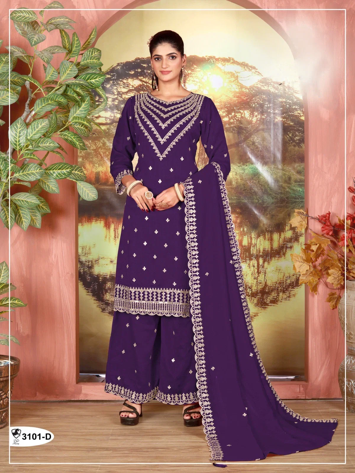 3101 Master Colors A To D Vichitra With Embroidered Salwar Kameez