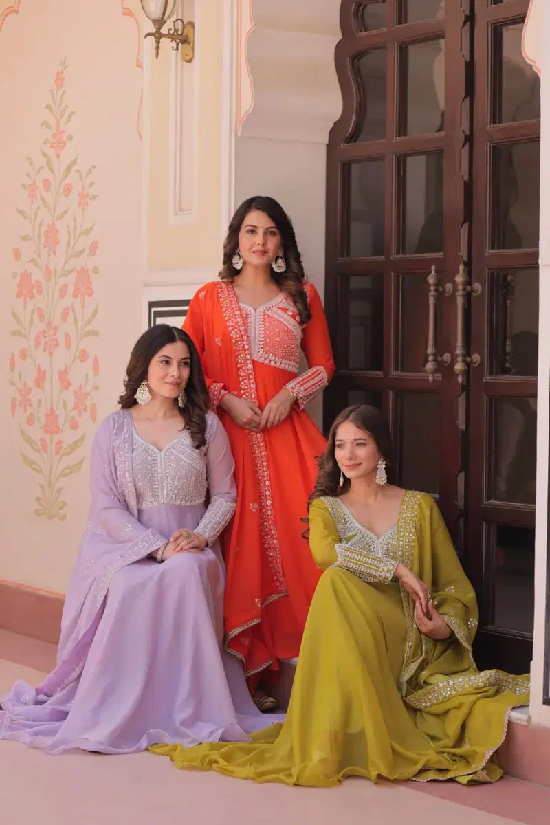 Lw 9313 Star Georgette Beads Embroidered Gown With Dupatta Collection