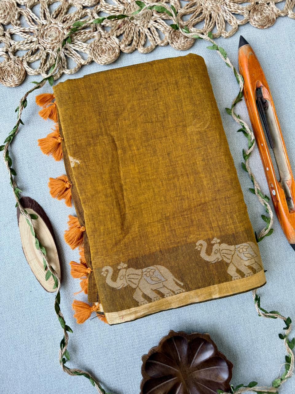 Lekha CF Elephant Handloom Cotton Jacquard Border