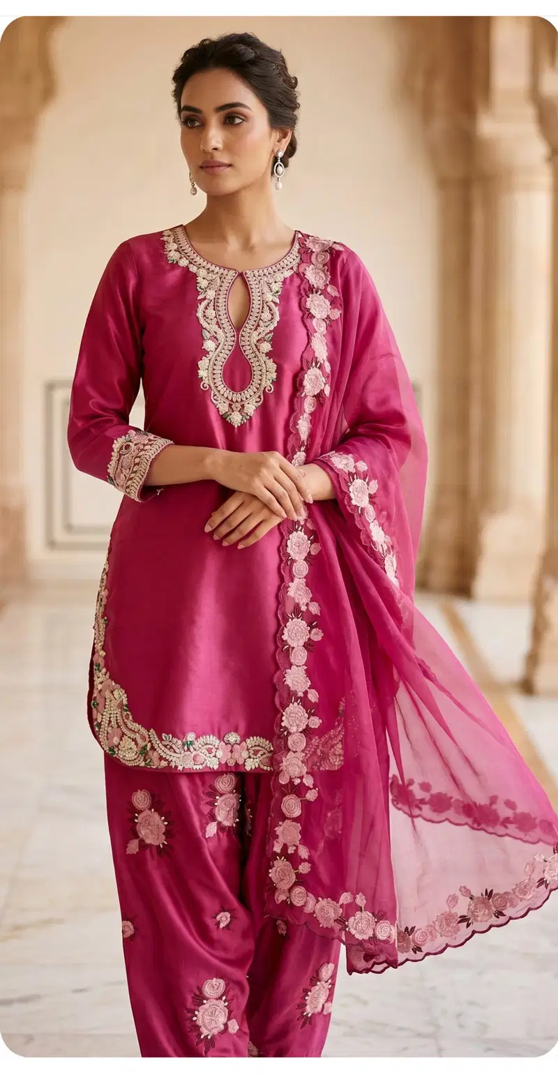 Zorista 10092 M To Q Pure Viscose Satin Heavy Embroidered Salwar Kameez