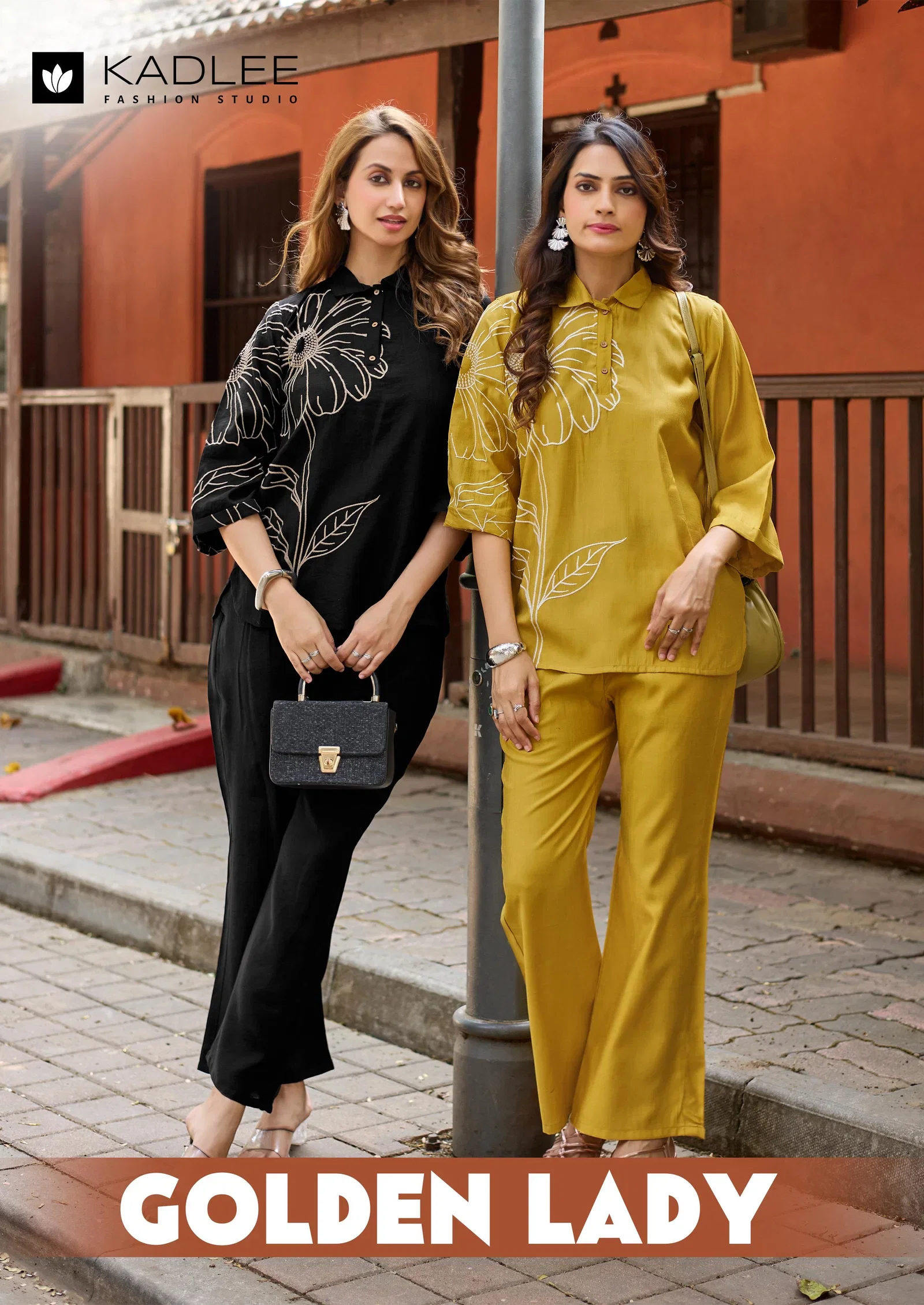 Kadlee Golden Lady Viscose Weaving Co Ord Set Collection