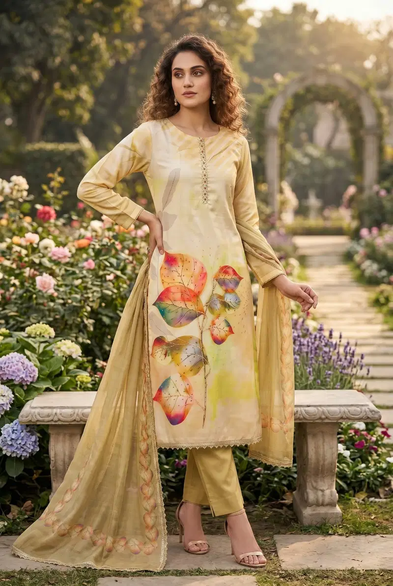Roohaa Vol 23 Premium Rayon Cotton Digital With Handworked Kurti With Bottom Dupatta