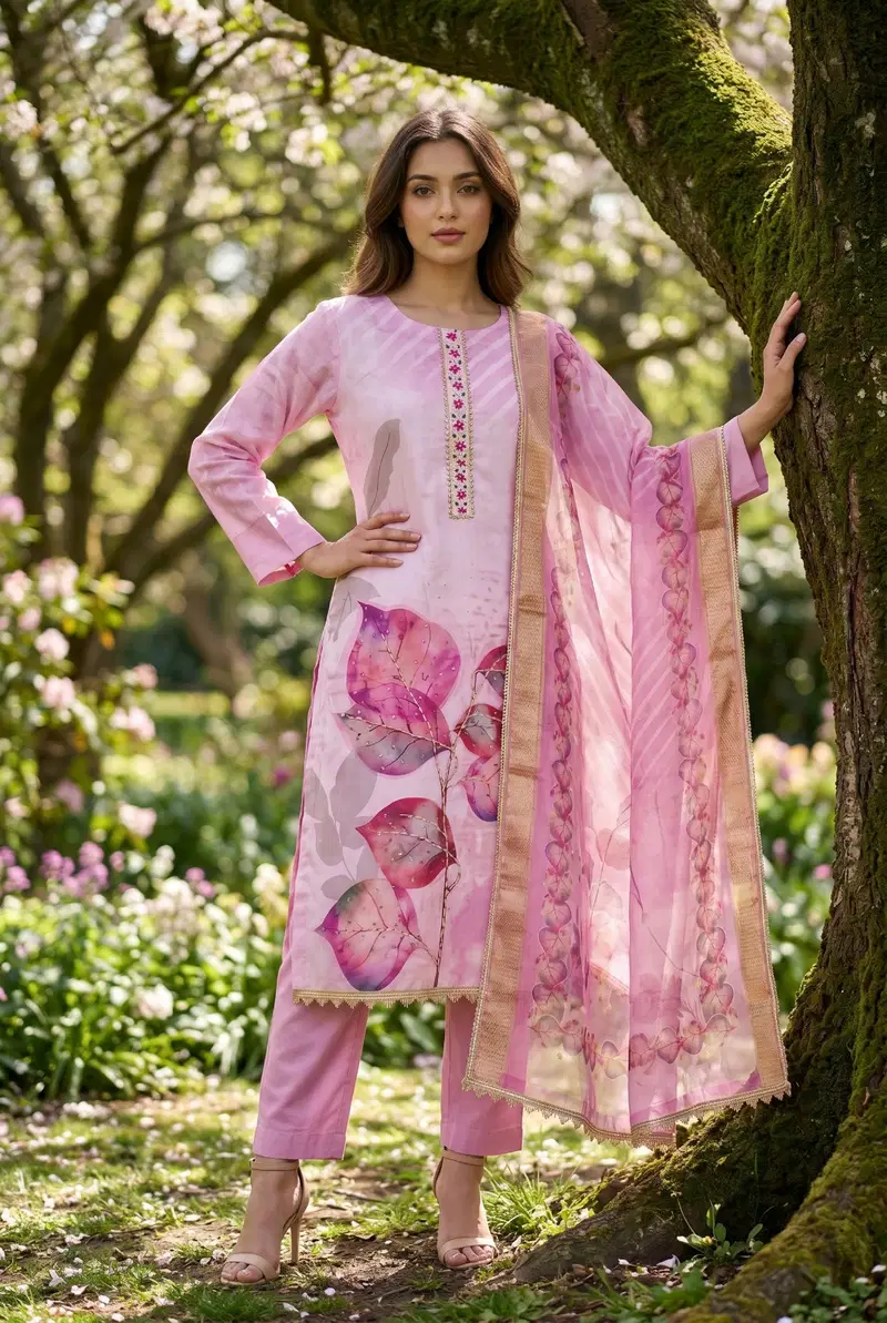 Roohaa Vol 23 Premium Rayon Cotton Digital With Handworked Kurti With Bottom Dupatta