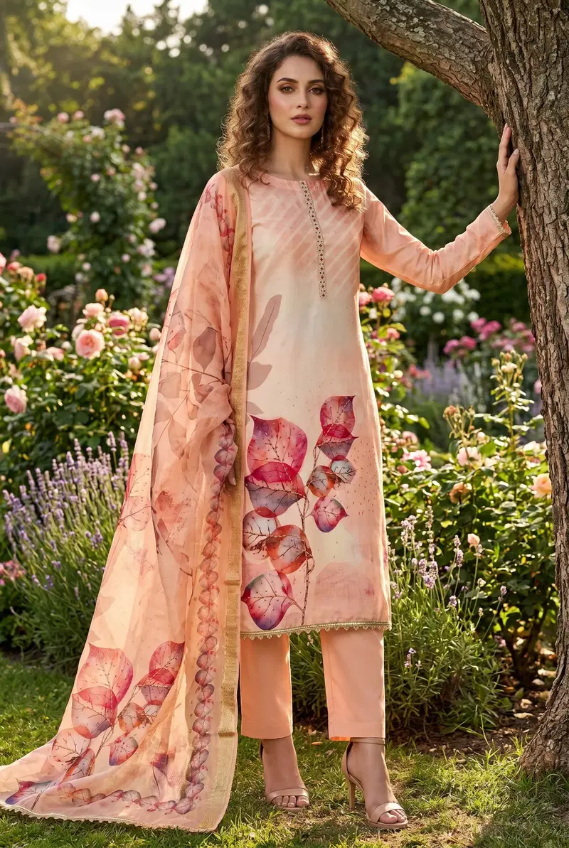 Roohaa Vol 23 Premium Rayon Cotton Digital With Handworked Kurti With Bottom Dupatta