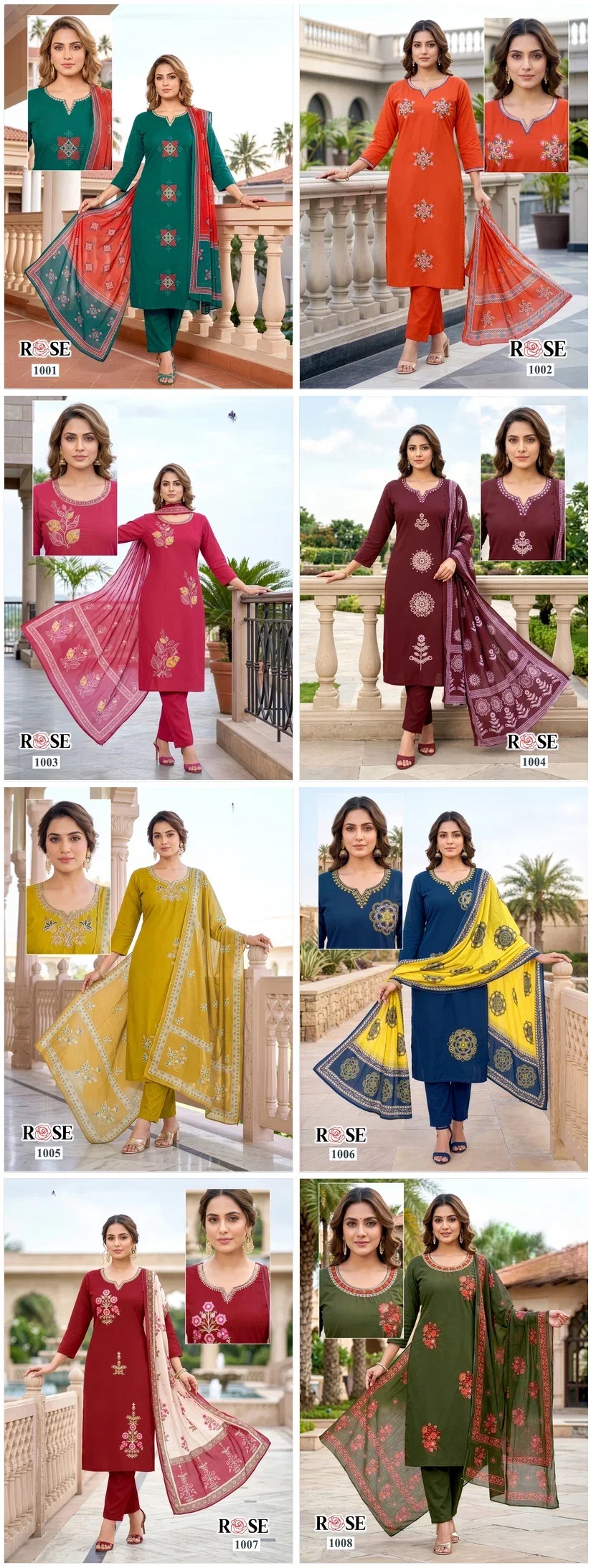 Rose 1 Dhabu Cotton Embroidery Work Kurti With Bottom Dupatta