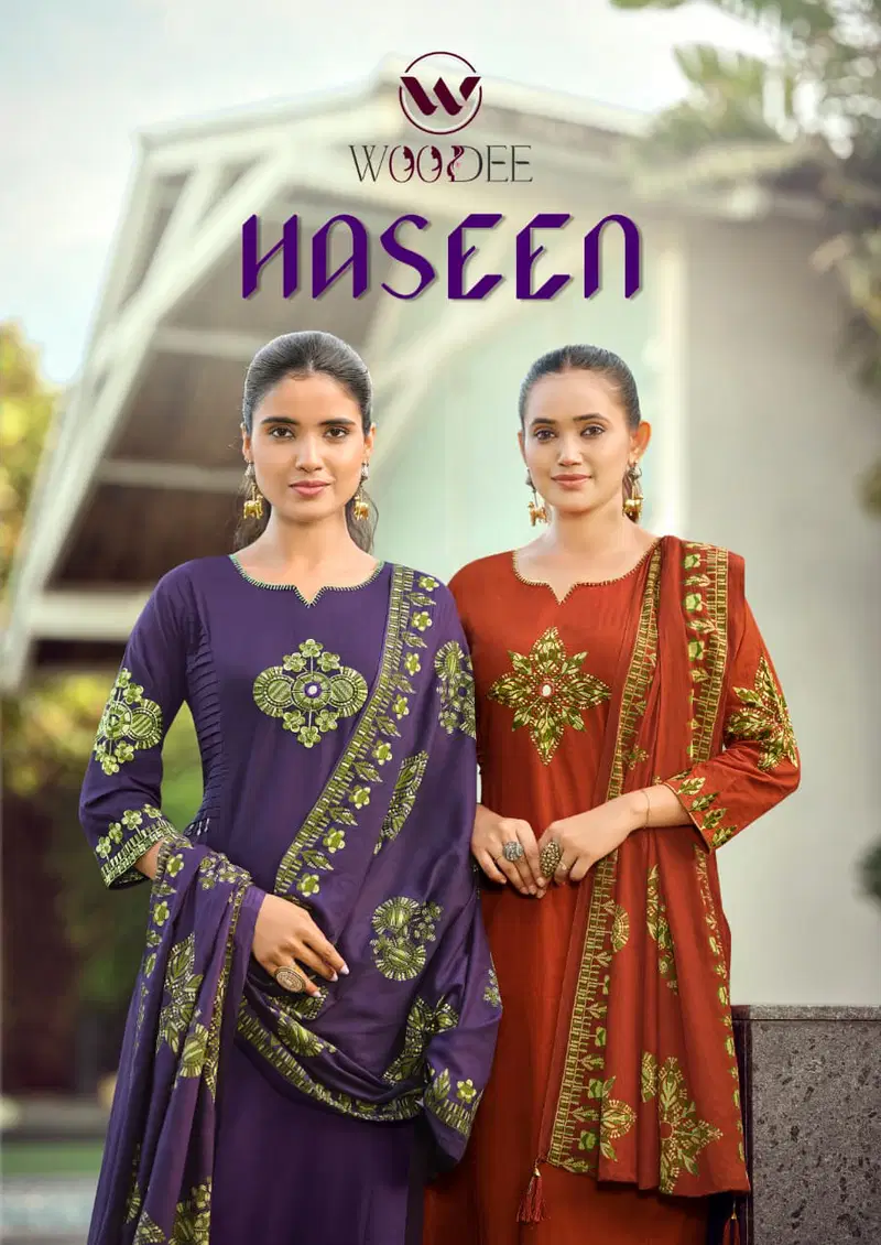 Woodee Haseen Cotton Thread Worked Kurti With Bottom Dupatta