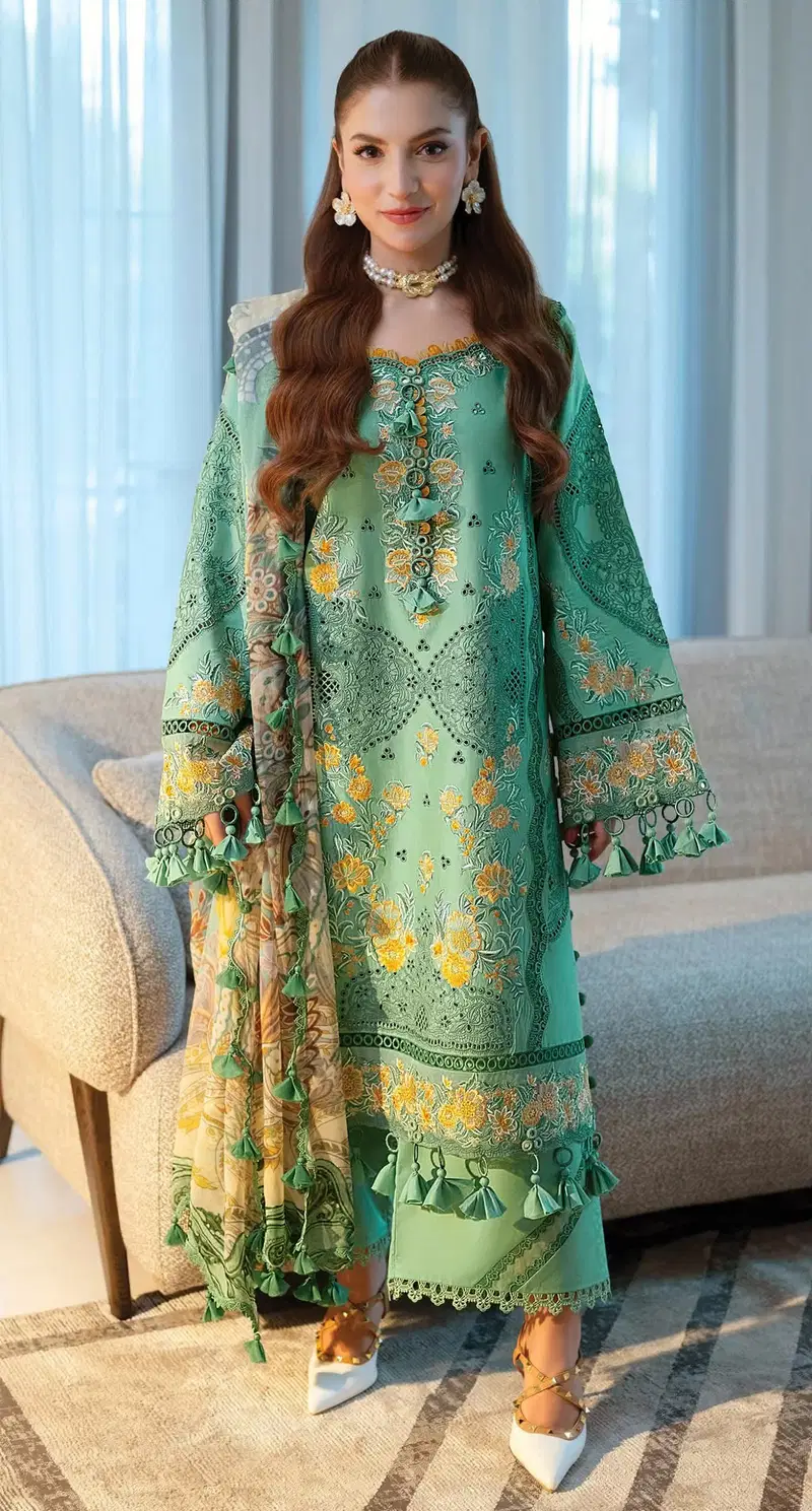 Elan E 36 A To D Cambric Cotton Embroidered Salwar Kameez