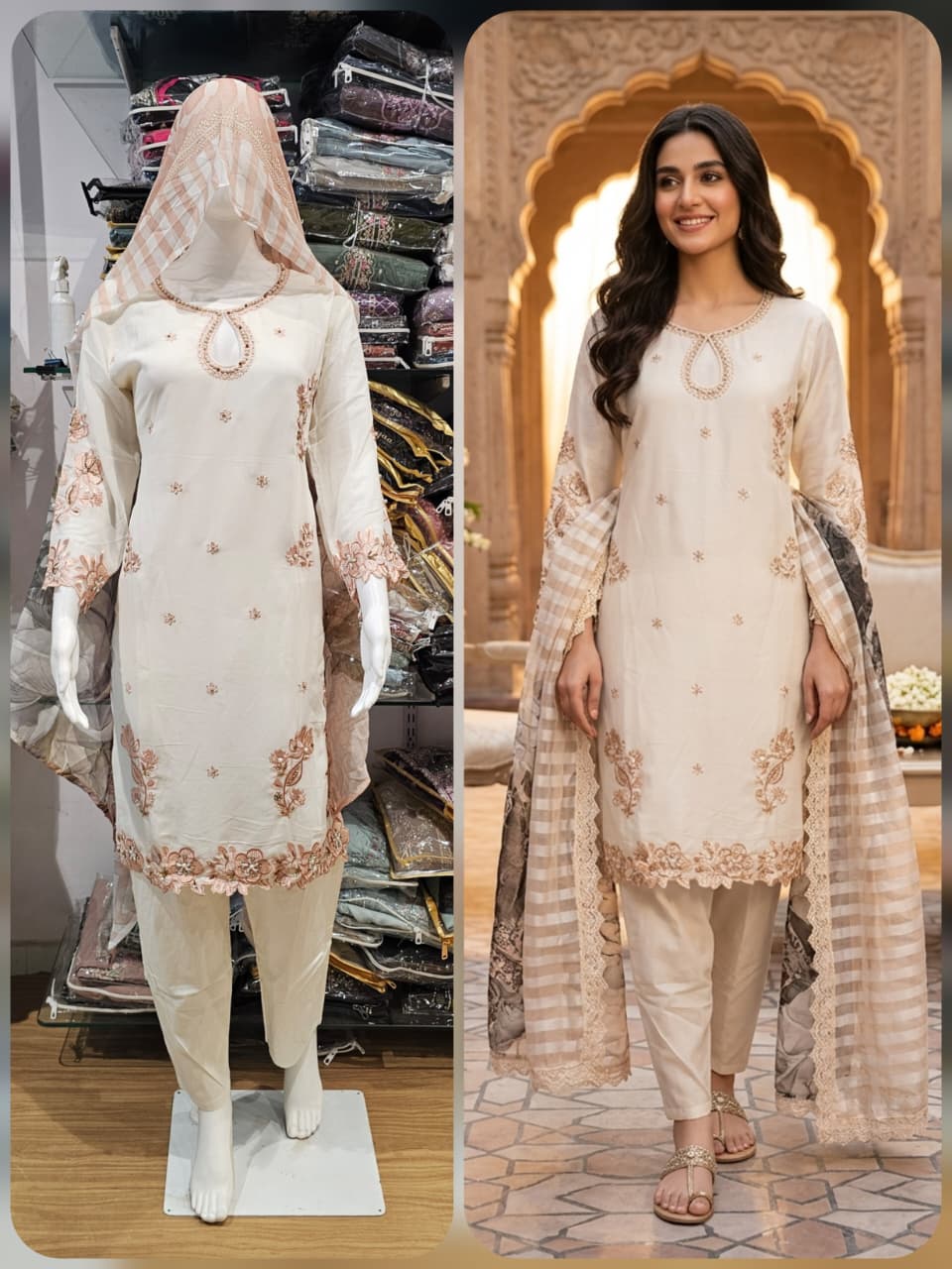 FM Bw Pant 01 Georgette Readymade Top Pant With Dupatta