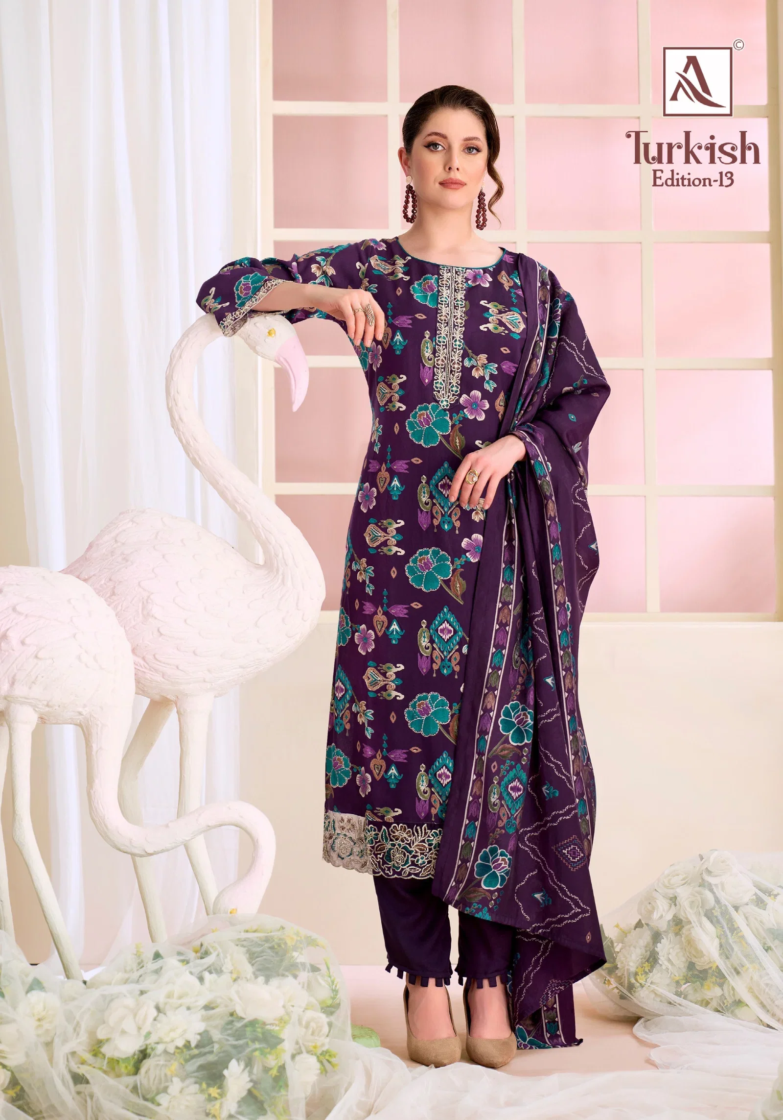 Alok Turkish Edition 13 Viscose Rayon Printed Dress Material