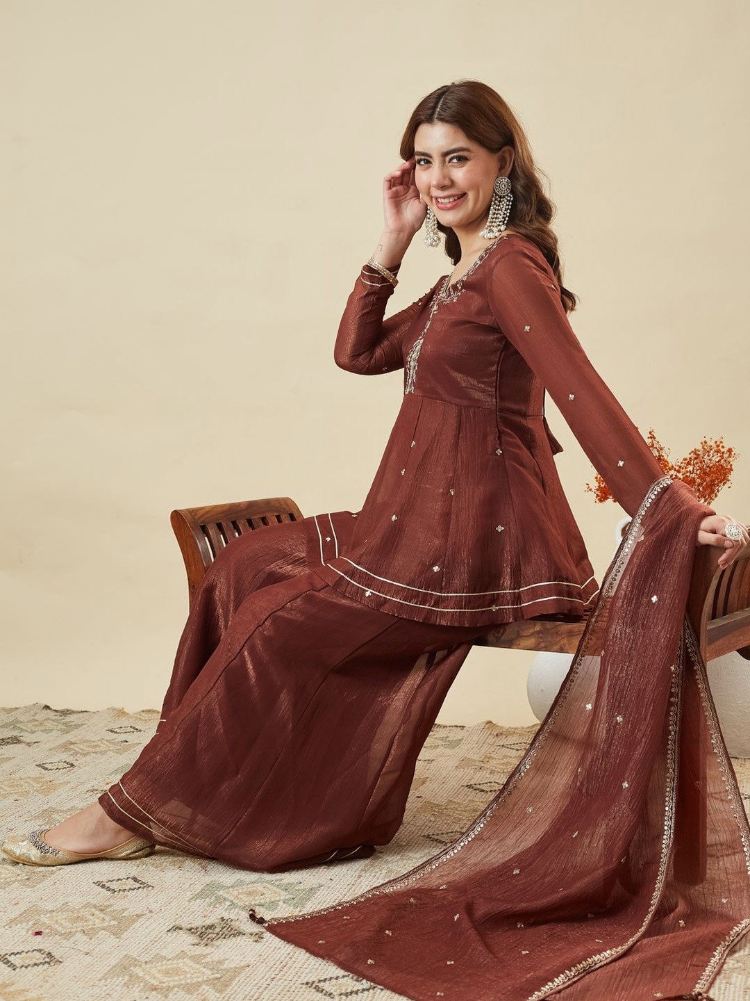 Navya Kurti 254 Party Wear Embroidery Worked Silk Blend Kurti with Bottom and Dupatta