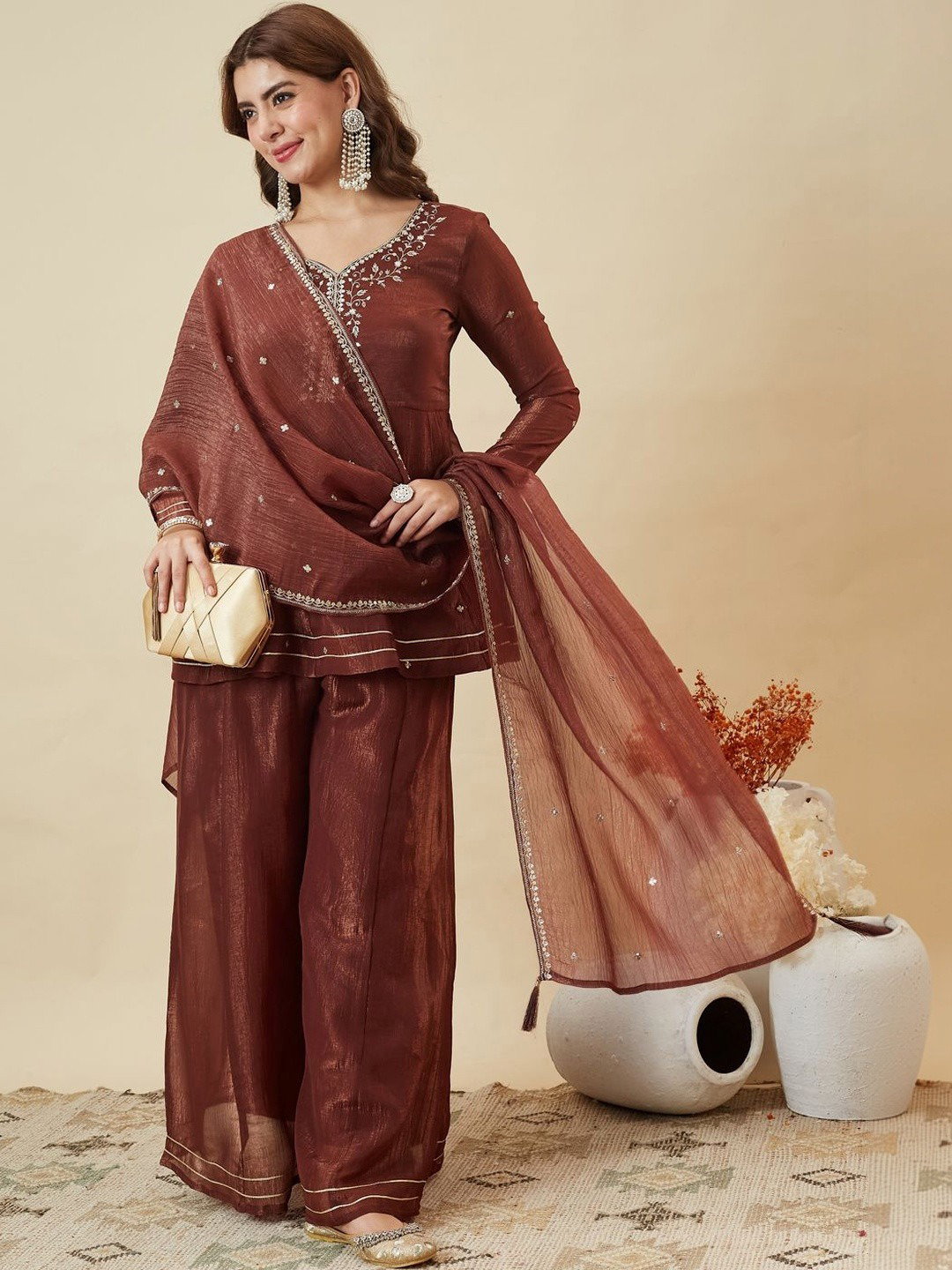 Navya Kurti 254 Party Wear Embroidery Worked Silk Blend Kurti with Bottom and Dupatta