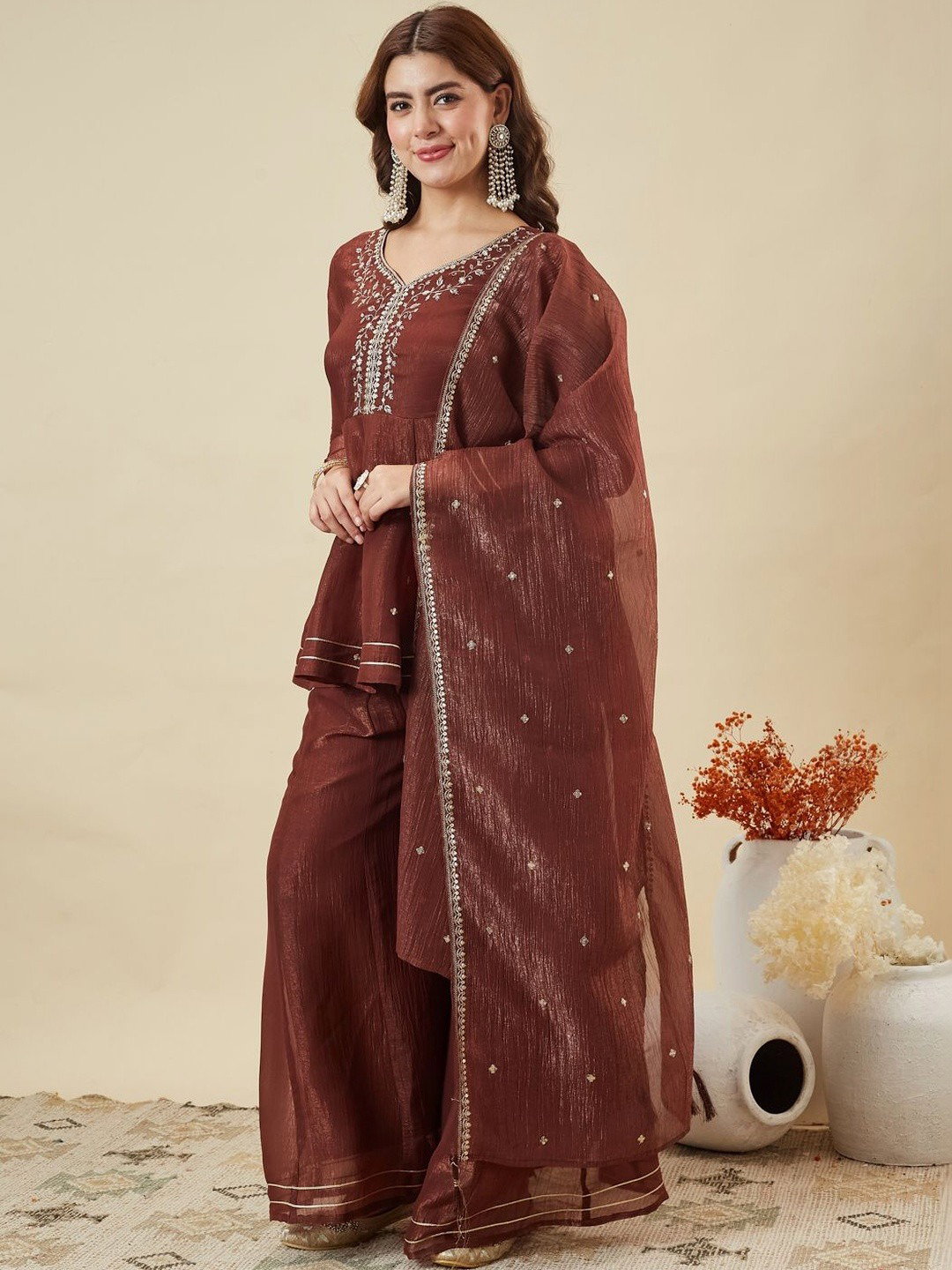 Navya Kurti 254 Party Wear Embroidery Worked Silk Blend Kurti with Bottom and Dupatta