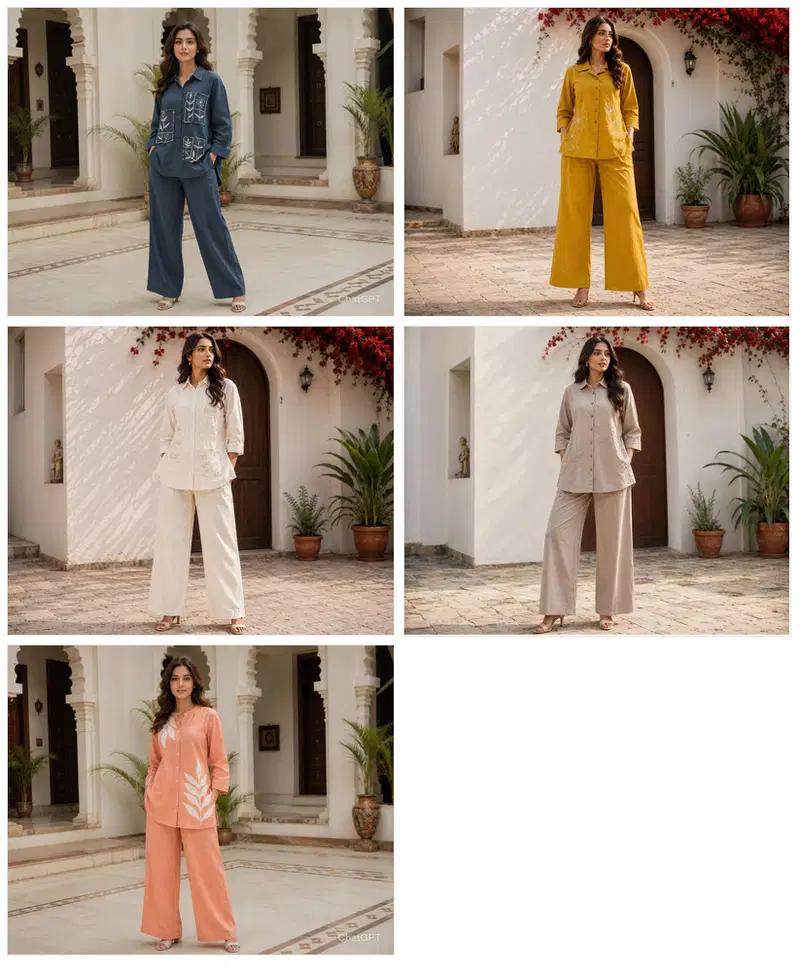 Naisha K 984 Cotton Embroidered Co Ord Set Collection