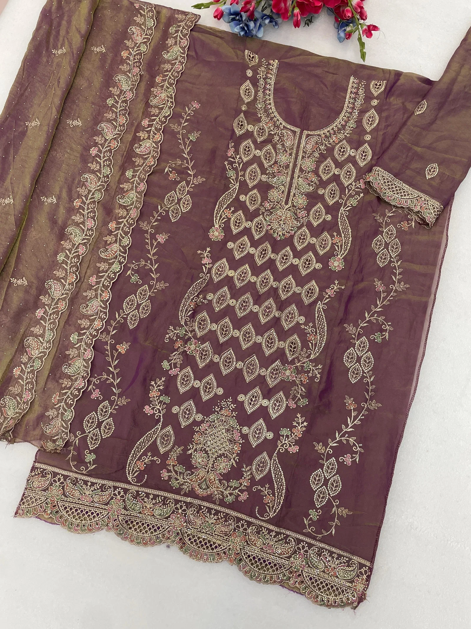 Mah E Rooh 5258 A To D Nc Moss Embroidered Salwar Kameez