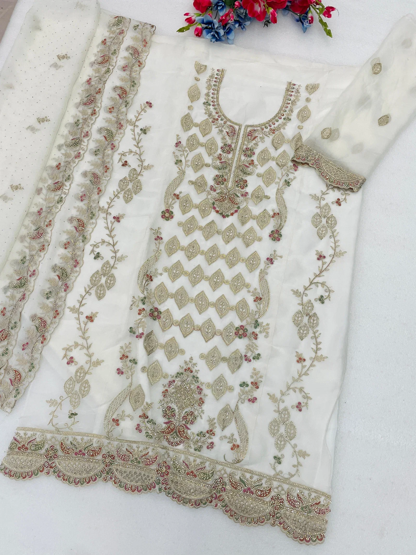 Mah E Rooh 5258 A To D Nc Moss Embroidered Salwar Kameez