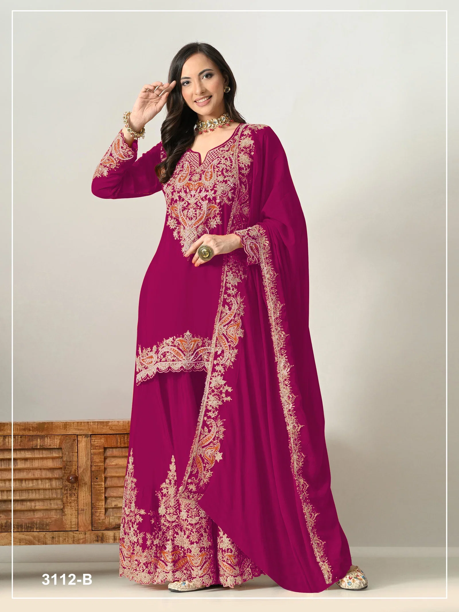 3112 Master Colors A And B Chinon Embroidered Salwar Kameez Collection