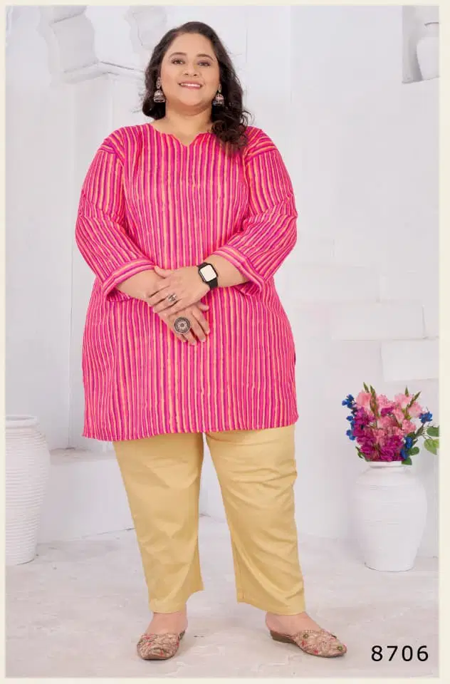 Moksh Big Size Subh D No 8706 Rayon Slub Short Top Collection