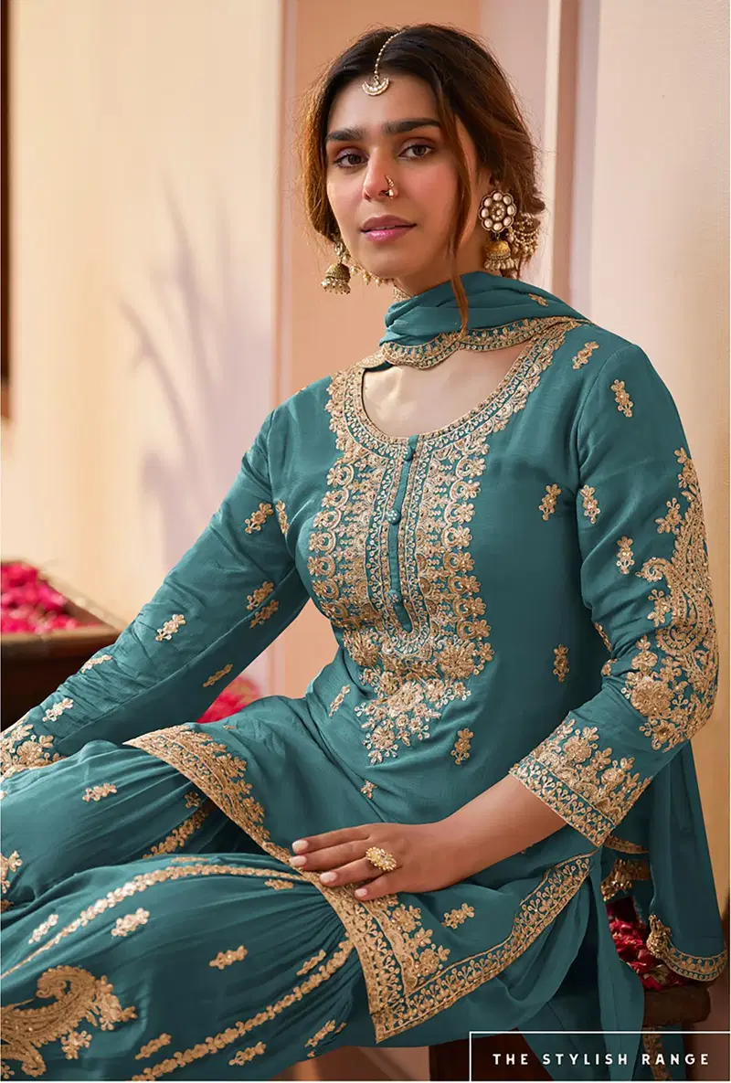 Purva Super 7656 Real Chinon Handworked Salwar Kameez Collection