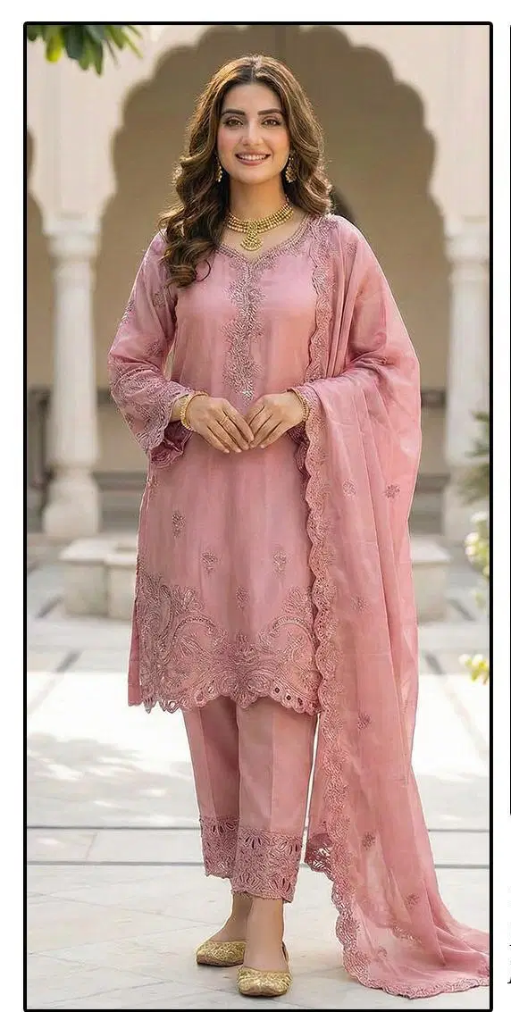 Hoor Tex 575 A To D Glass Tesla Embroidered Salwar Kameez