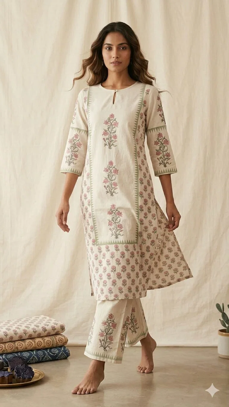 Naisha K 987 Cotton Flex Printed Kurti With Bottom Collection