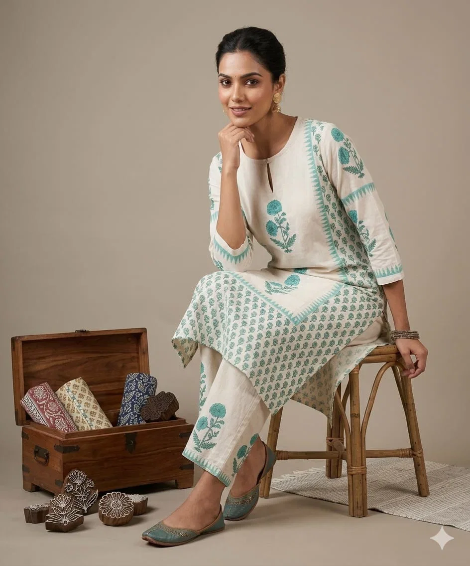 Naisha K 987 Cotton Flex Printed Kurti With Bottom Collection