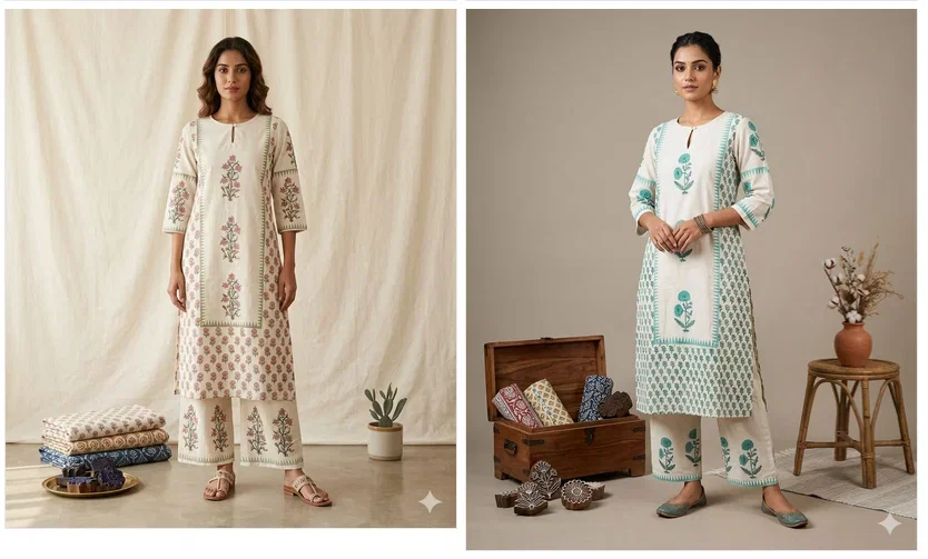 Naisha K 987 Cotton Flex Printed Kurti With Bottom Collection