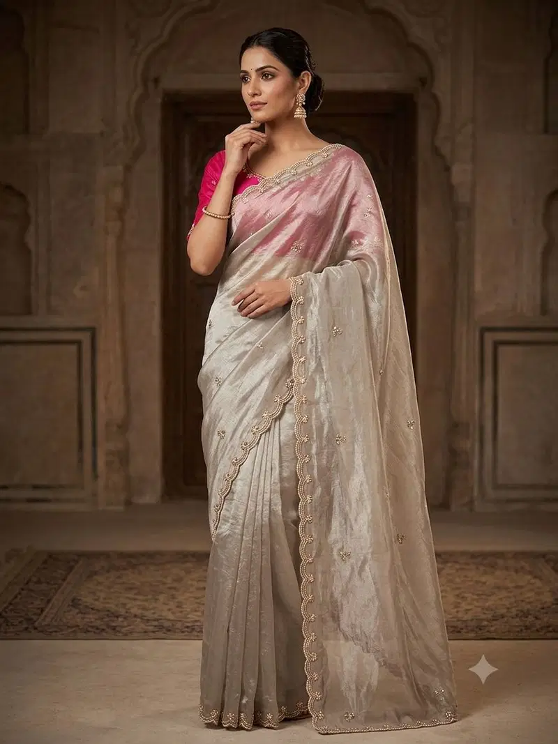 Rishika Saree Ah Fendy Satin Embroidered Saree Collection
