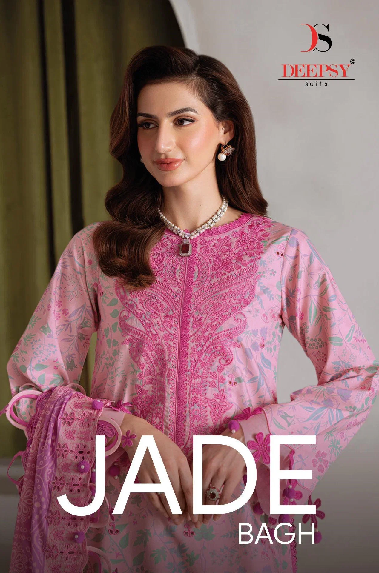 Deepsy Baagh Jade Bagh Chiffon Dupatta Cotton Embroidered Salwar Kameez