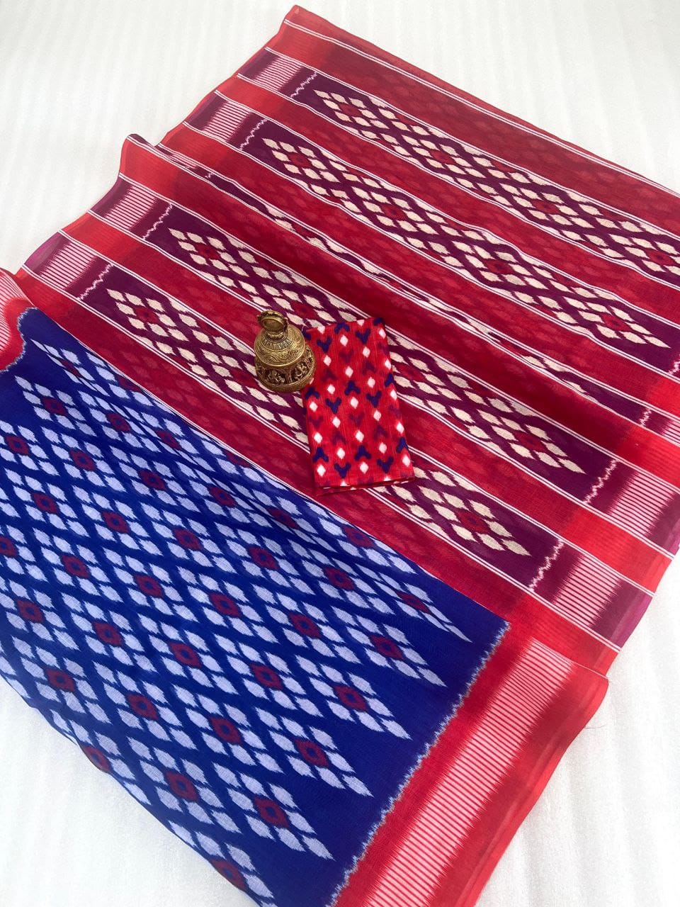 Scmg Ikkat Linen Woven Ikkat Printed Saree Collection