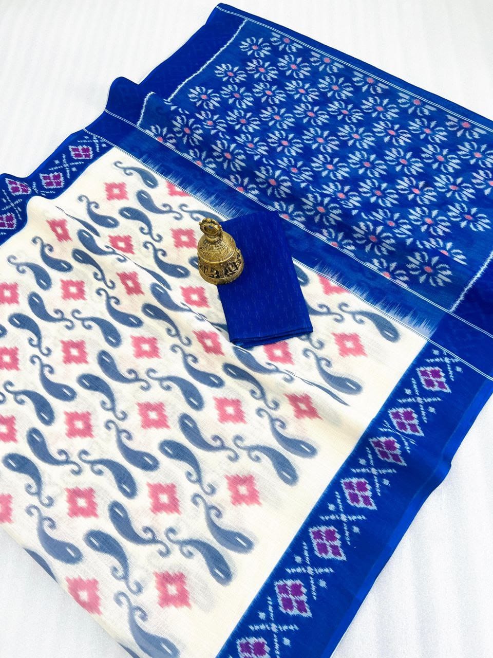 Scmg Ikkat Linen Woven Ikkat Printed Saree Collection