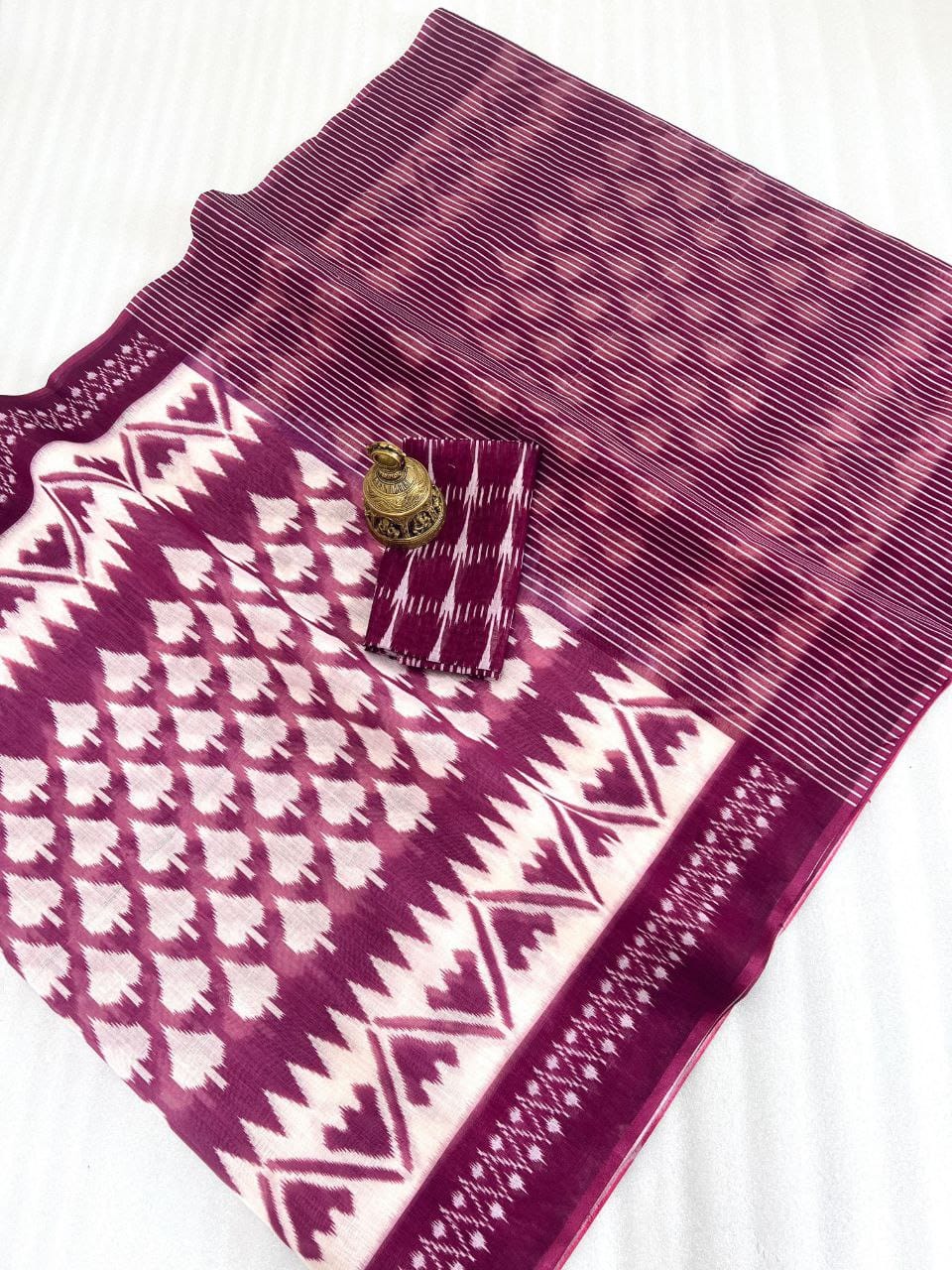 Scmg Ikkat Linen Woven Ikkat Printed Saree Collection