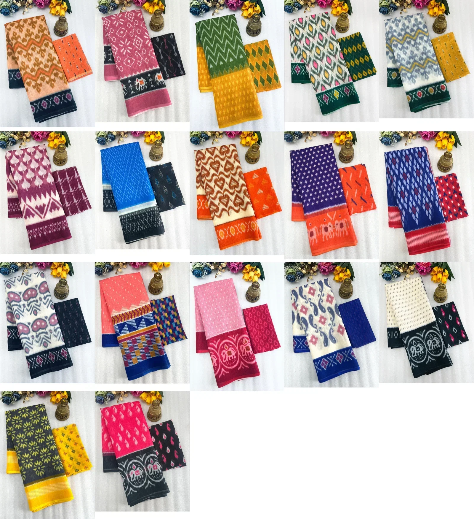 Scmg Ikkat Linen Woven Ikkat Printed Saree Collection