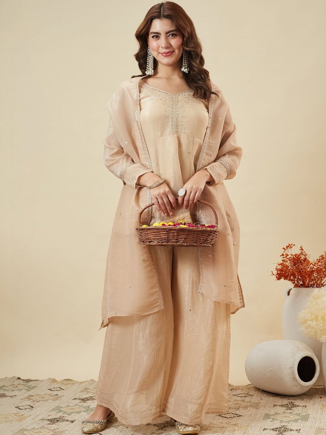 Navya Kurti 255 Party Wear Embroidery Worked Silk Blend Kurti with Bottom and Dupatta