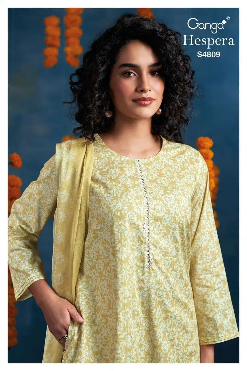 Ganga Hespera 4809 Cotton Printed Embroidered Salwar Kameez