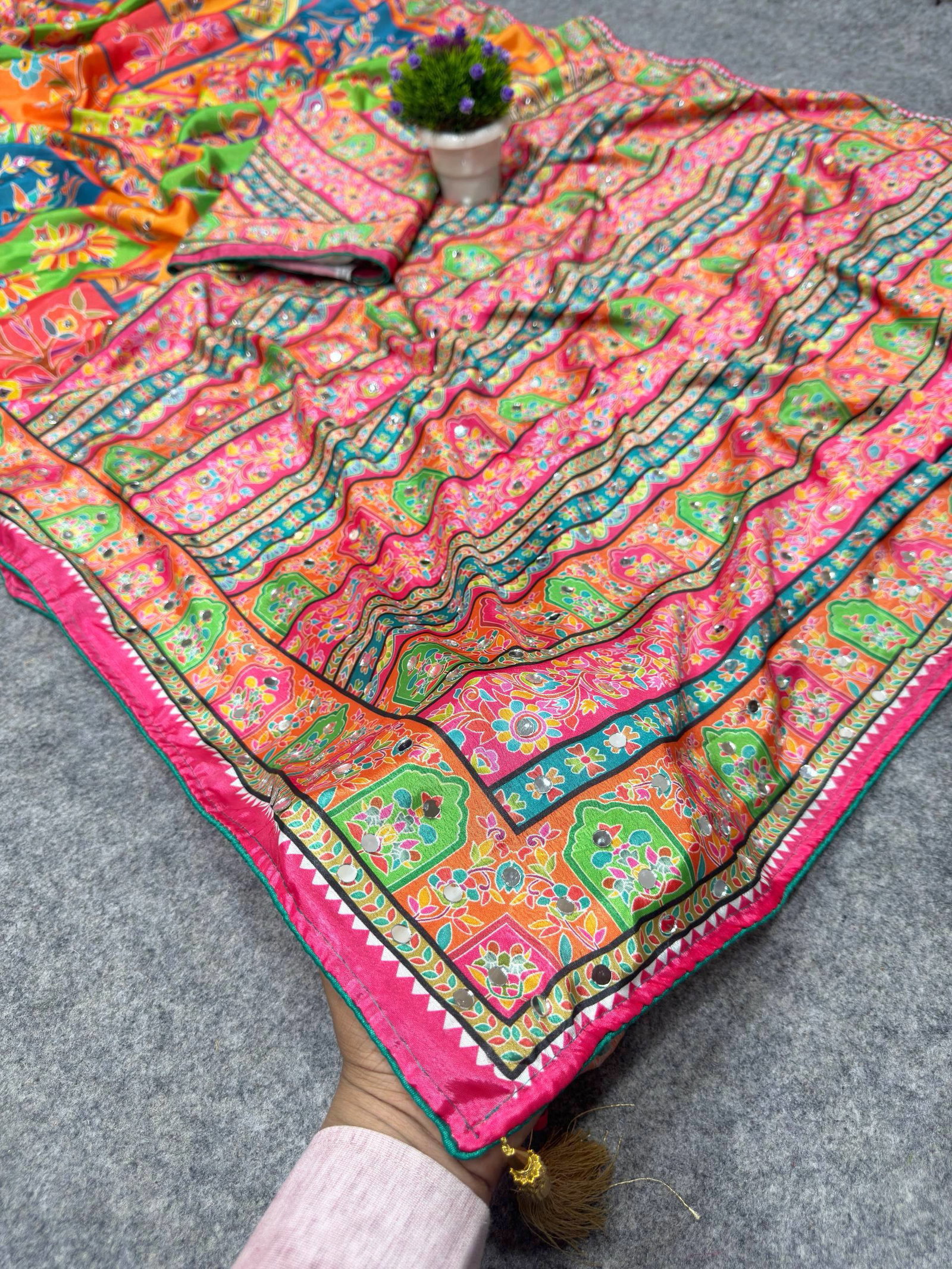 St D No 117 Chinon Silk Designer Handworked Saree Collection
