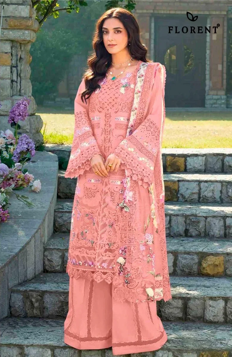 Florent 1096 A To D Cambric Cotton Embroidered Salwar Kameez