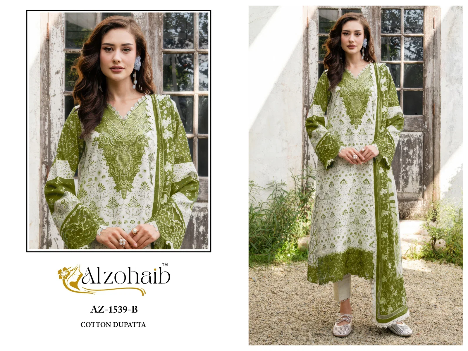 Alzohaib Innaya Vol 1 Chiffon Dupatta Cotton Embroidered Salwar Kameez