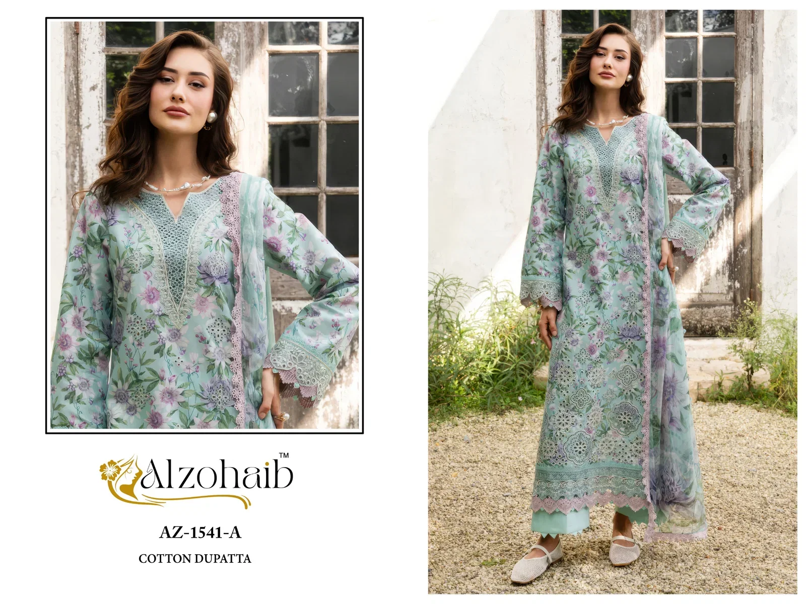 Alzohaib Innaya Vol 1 Chiffon Dupatta Cotton Embroidered Salwar Kameez