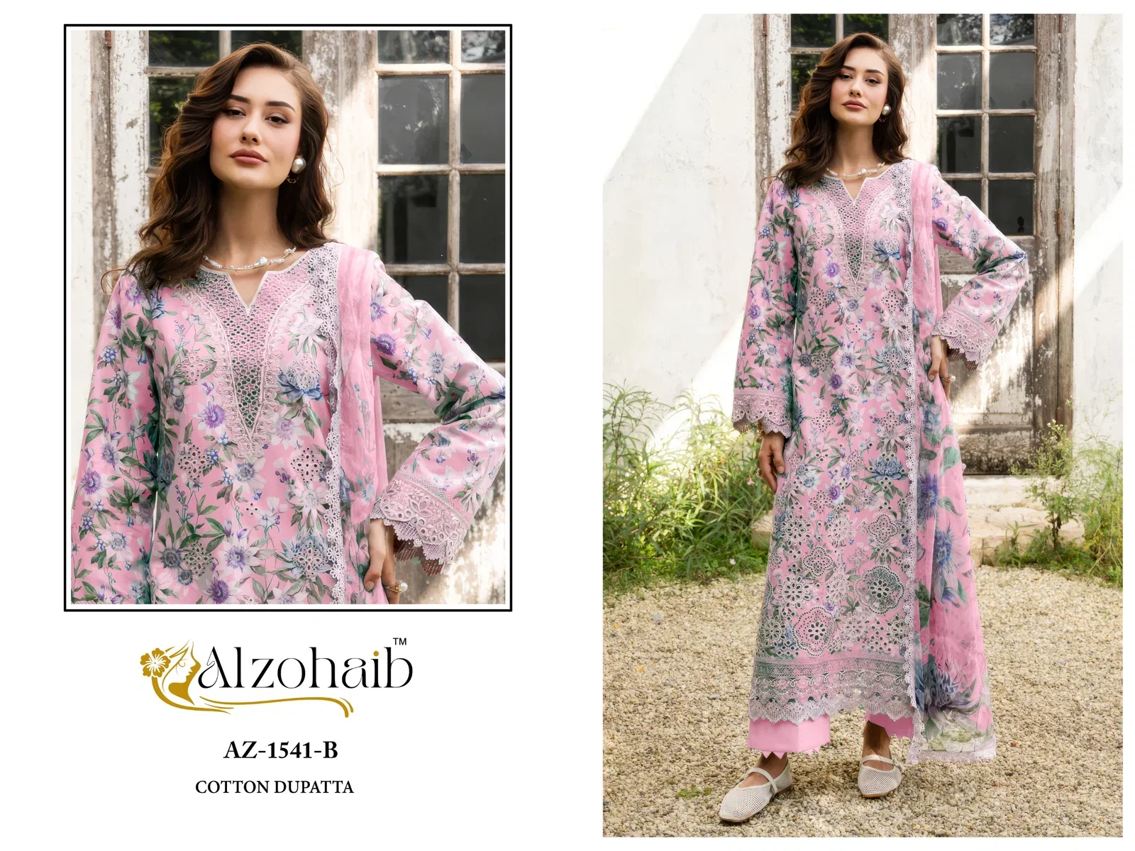 Alzohaib Innaya Vol 1 Chiffon Dupatta Cotton Embroidered Salwar Kameez