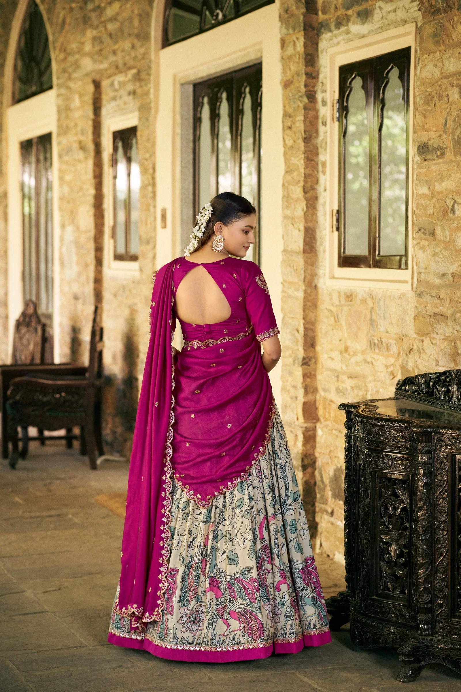 Taraa L 1207 Tasar Silk Kalamkari Printed Traditional Wear Lehenga Choli