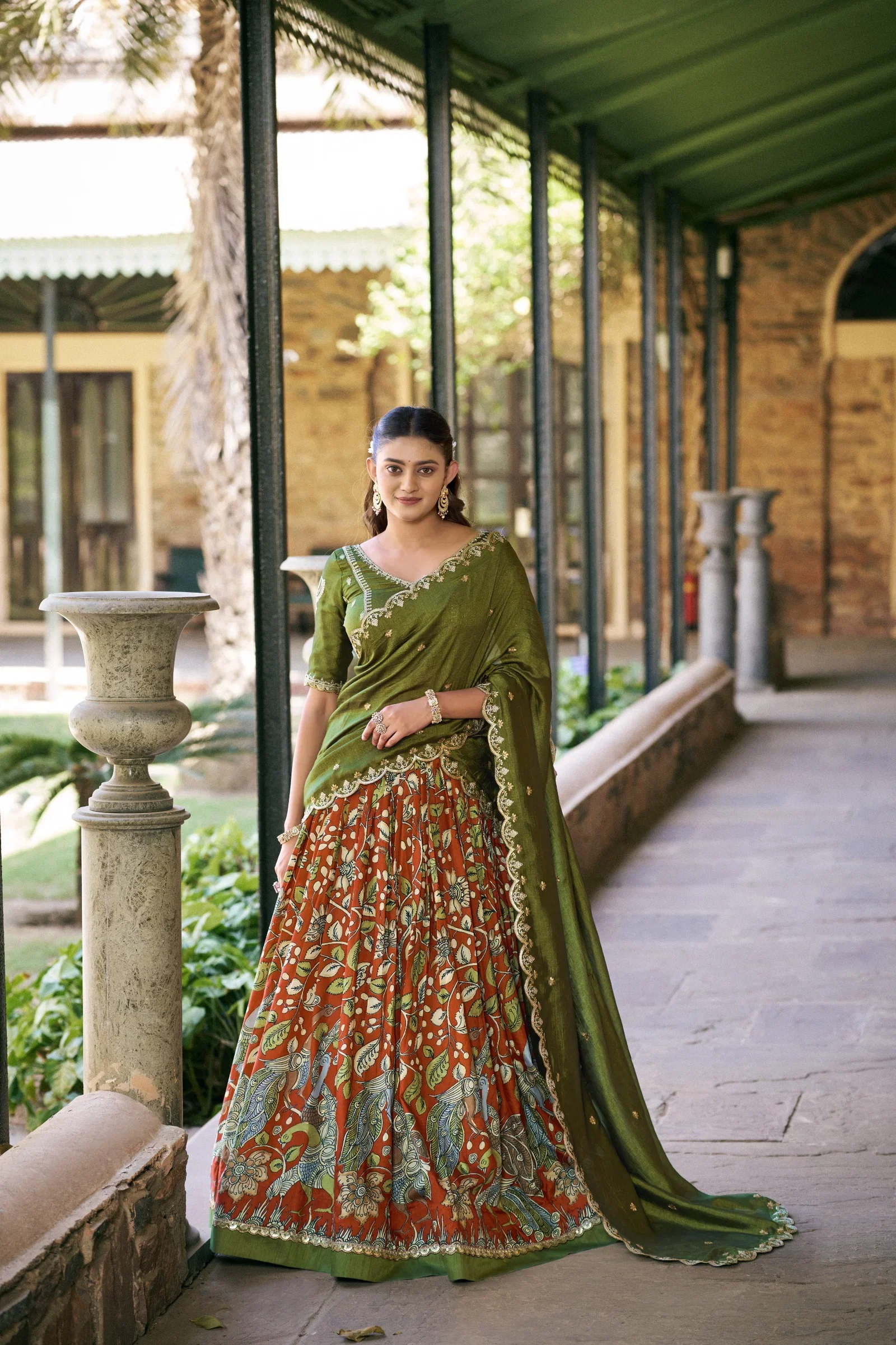 Taraa L 1207 Tasar Silk Kalamkari Printed Traditional Wear Lehenga Choli