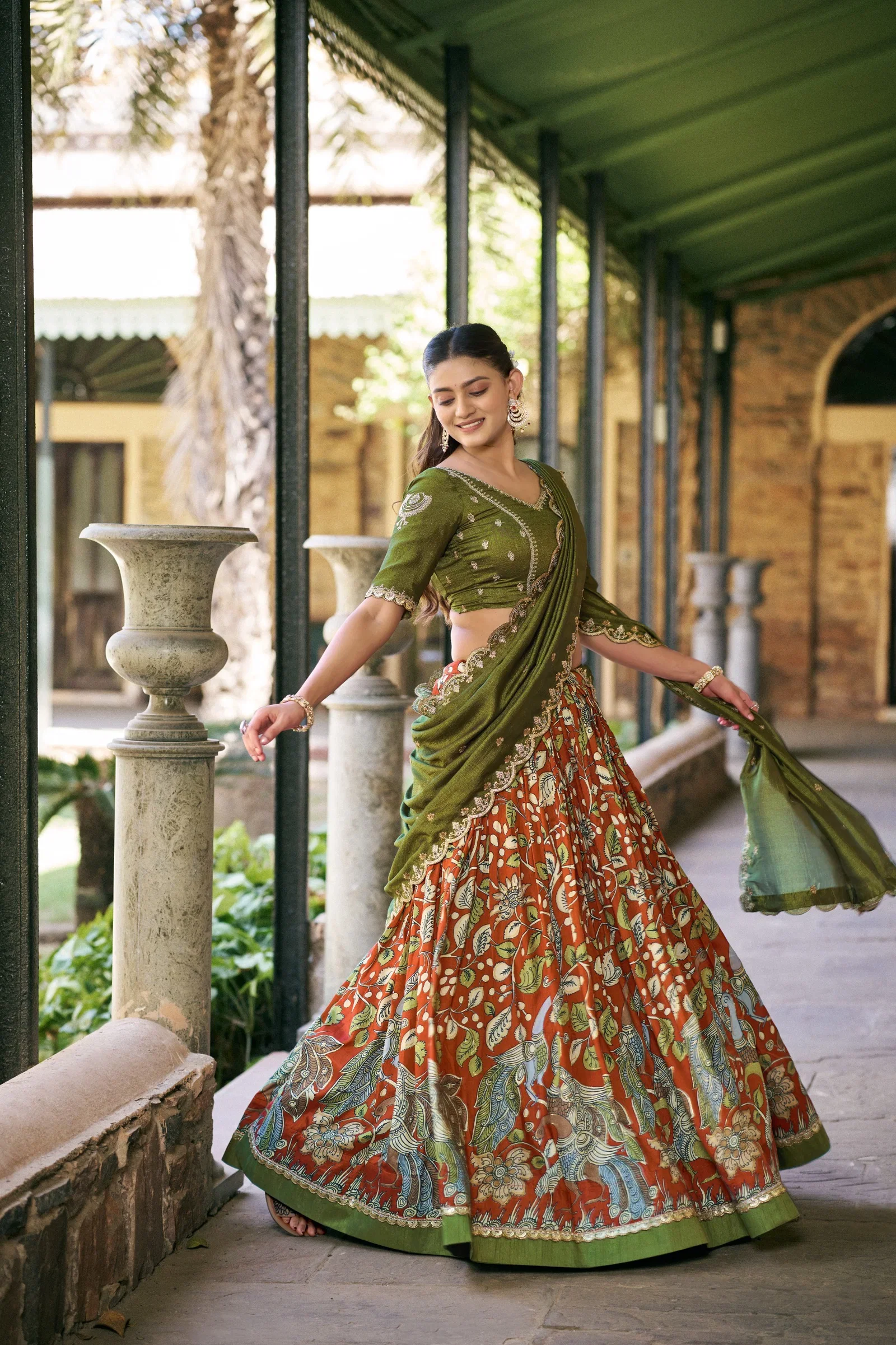Taraa L 1207 Tasar Silk Kalamkari Printed Traditional Wear Lehenga Choli
