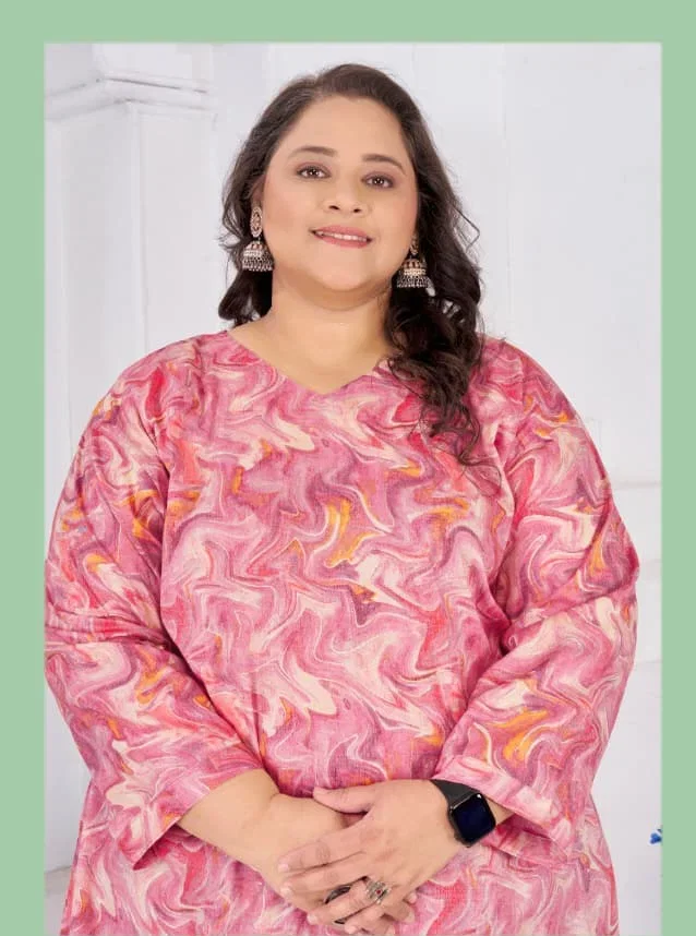 Moksh Big Size Subh D No 8708 Rayon Slub Short Top