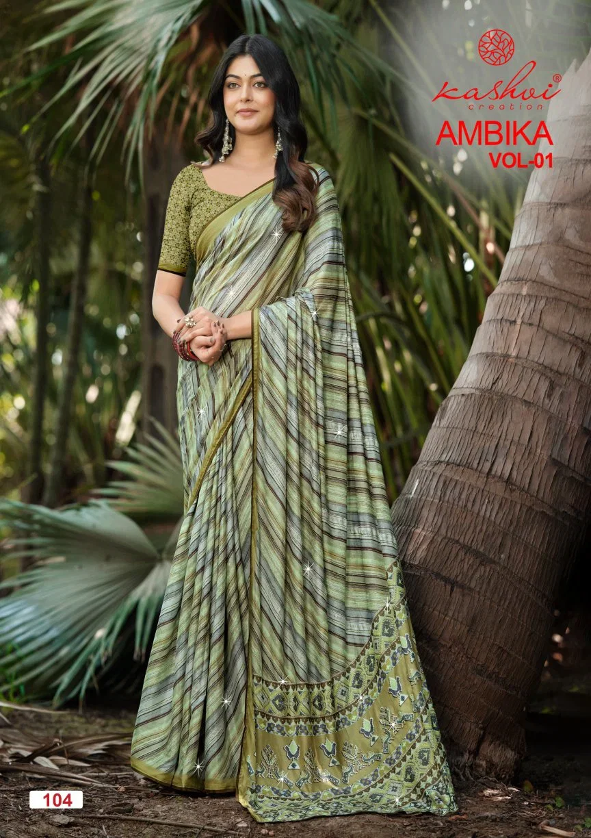 Kashvi Ambika Vol 1 Chocolate Digital Printed Saree