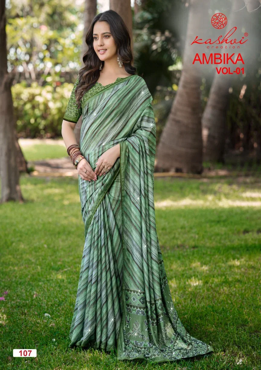 Kashvi Ambika Vol 1 Chocolate Digital Printed Saree