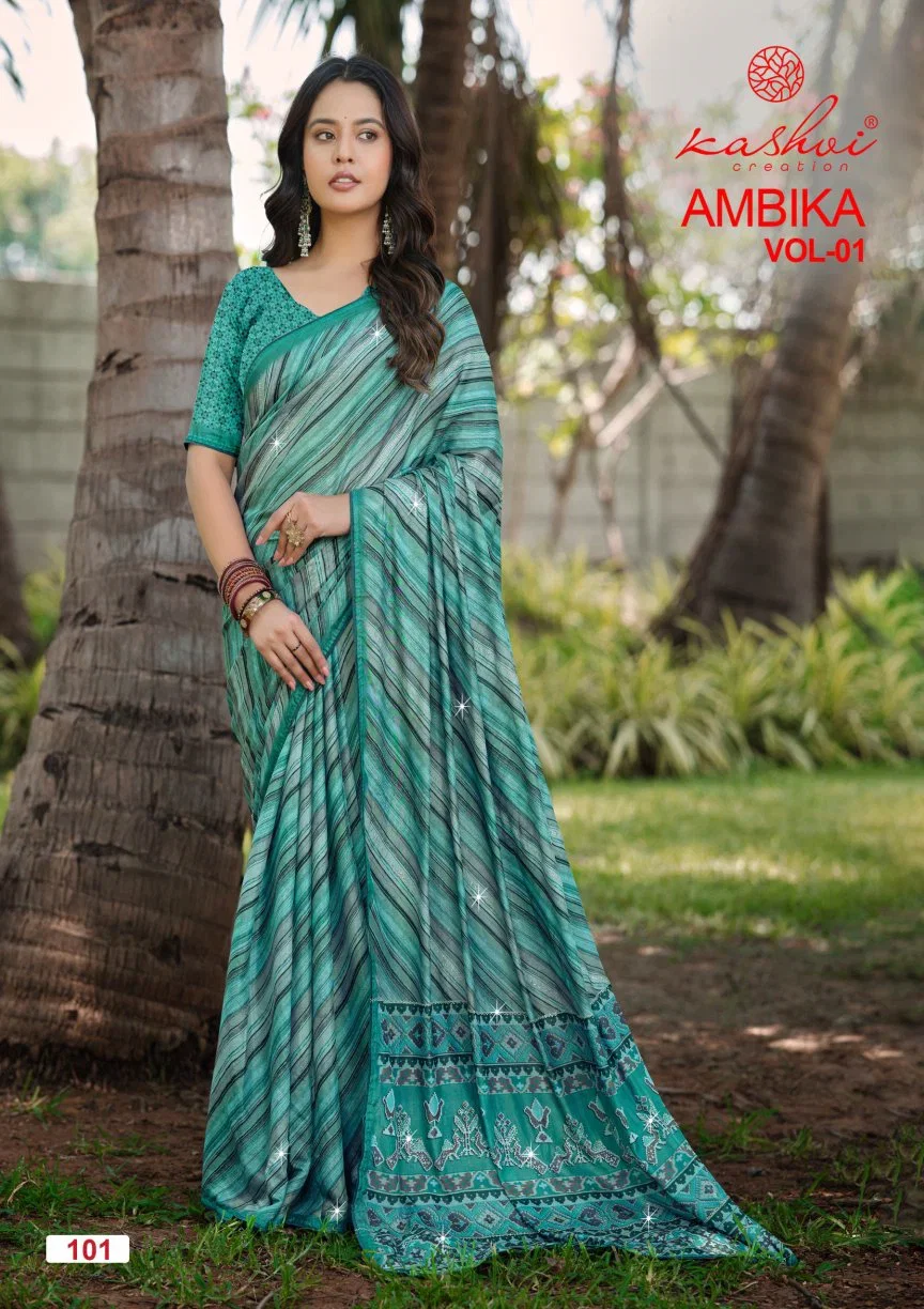 Kashvi Ambika Vol 1 Chocolate Digital Printed Saree