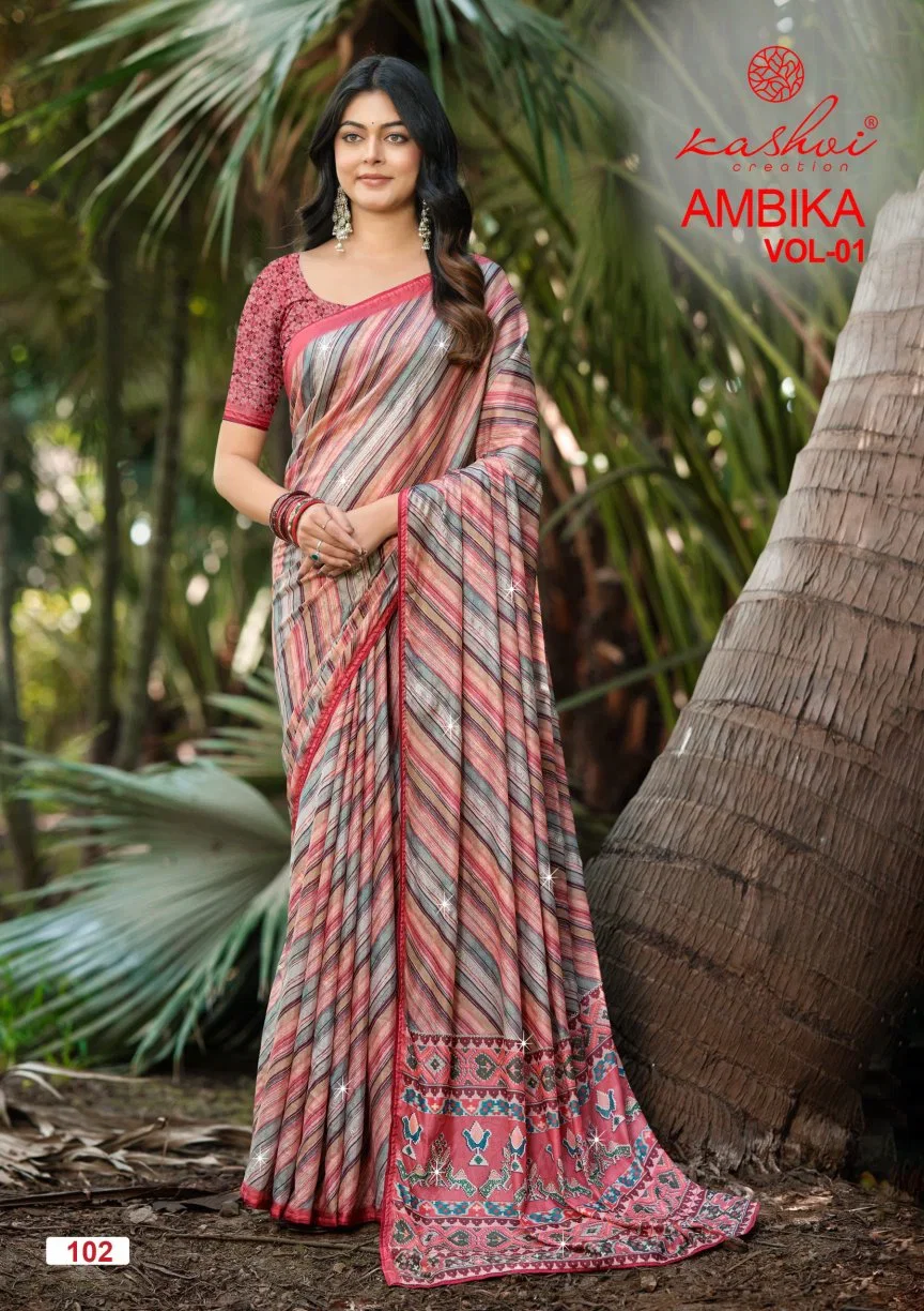 Kashvi Ambika Vol 1 Chocolate Digital Printed Saree