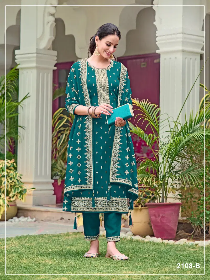 2108 Master Colors A To D Faux Georgette Embroidered Salwar Kameez