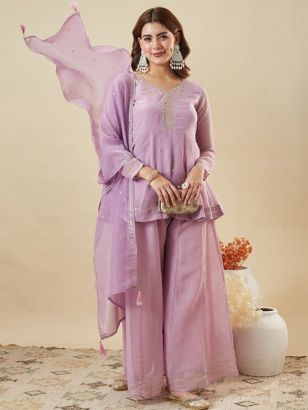 Navya Kurti 256 Party Wear Embroidery Worked Silk Blend Kurti with Bottom and Dupatta